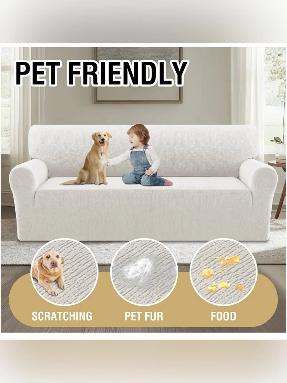 Sofa Slipcover with Waterproof Seat Furniture Protector (Sofa XL, Pale Oak)